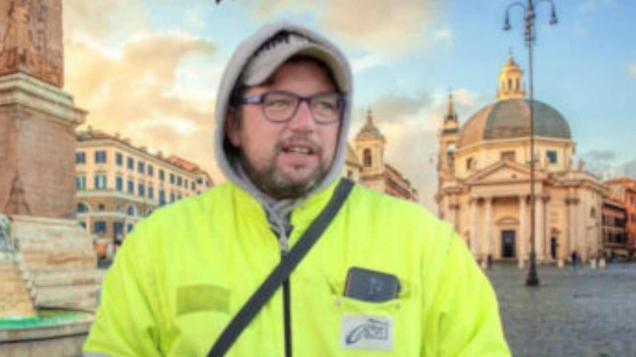 Stefano Puzzer in Piazza del Popolo