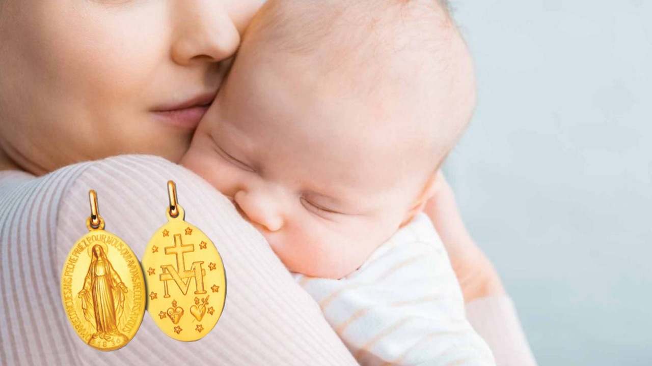 Mamma con bimbo e Medaglia Miracolosa