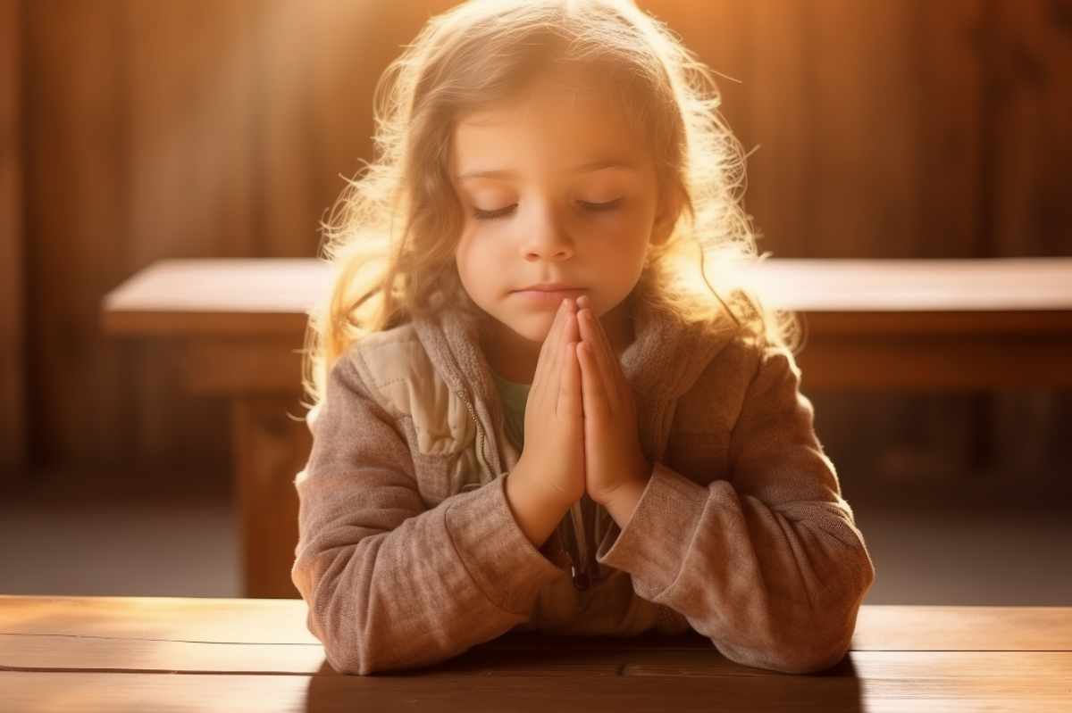 bambina mani preghiera